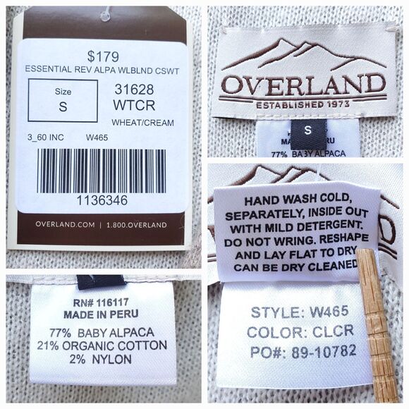 Essential Reversible Alpaca Wool Blend Cardigan Size S Organic Cotton Beige - Picture 5 of 12